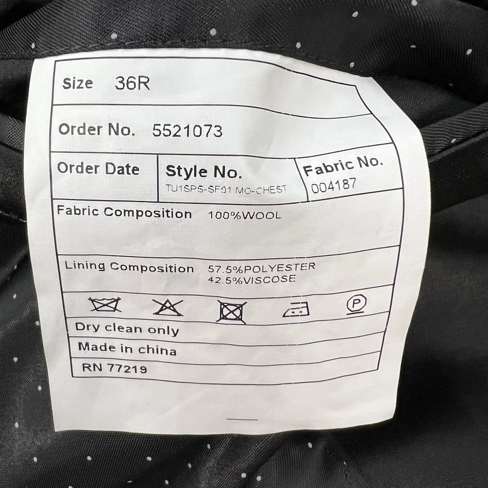 Joseph Abboud Custom Tuxedo Blazer Jacket Men 36R Slim Fit Wool Black Peak Lapel
